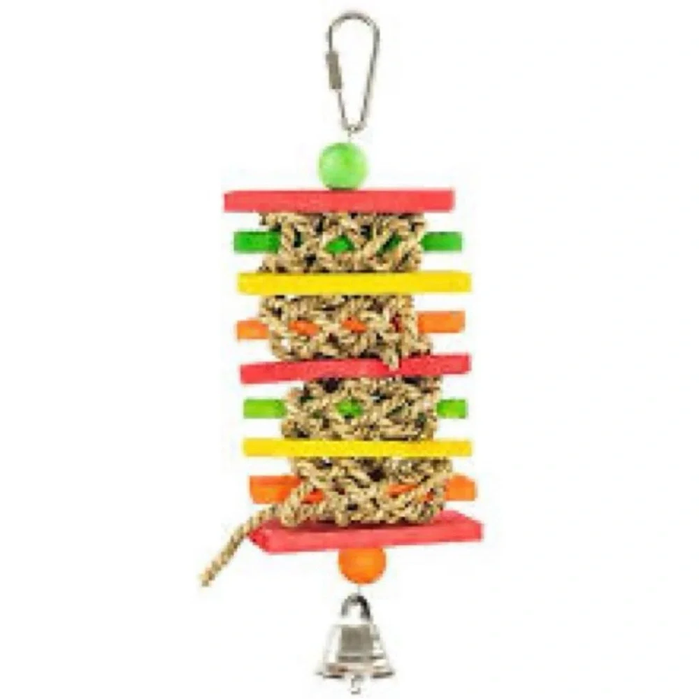 Colorful new Wooden Bird Toy with Braided Rope Grass Woven Slats
